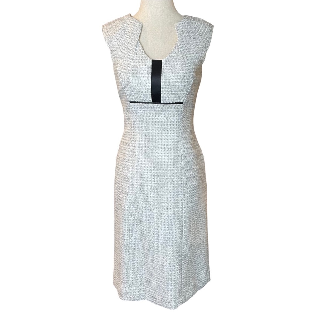 Antonio Melani White and Black Capped Sleeve Dress